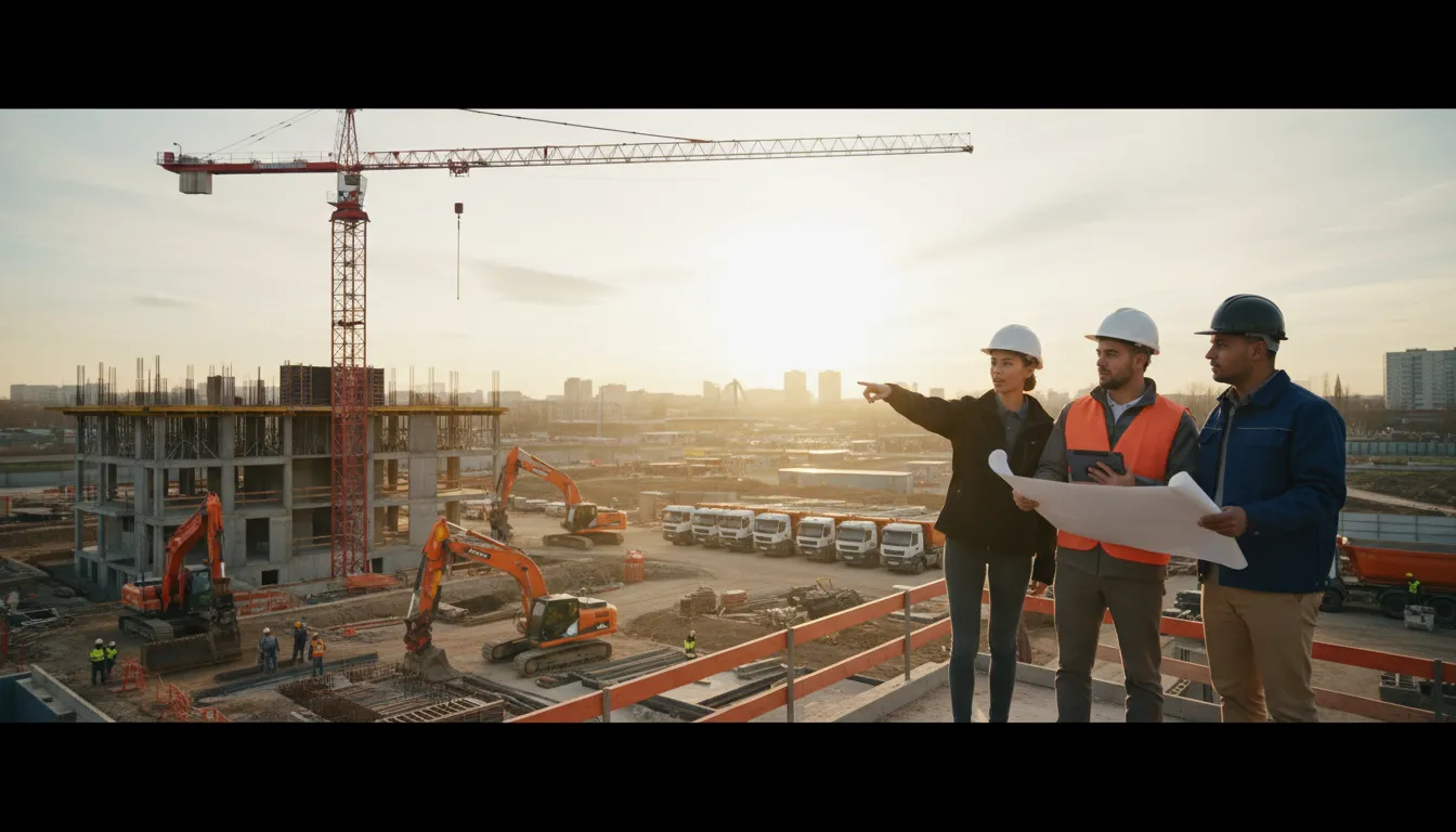 Entrepreneur BTP consultant son planning de chantier sur tablette