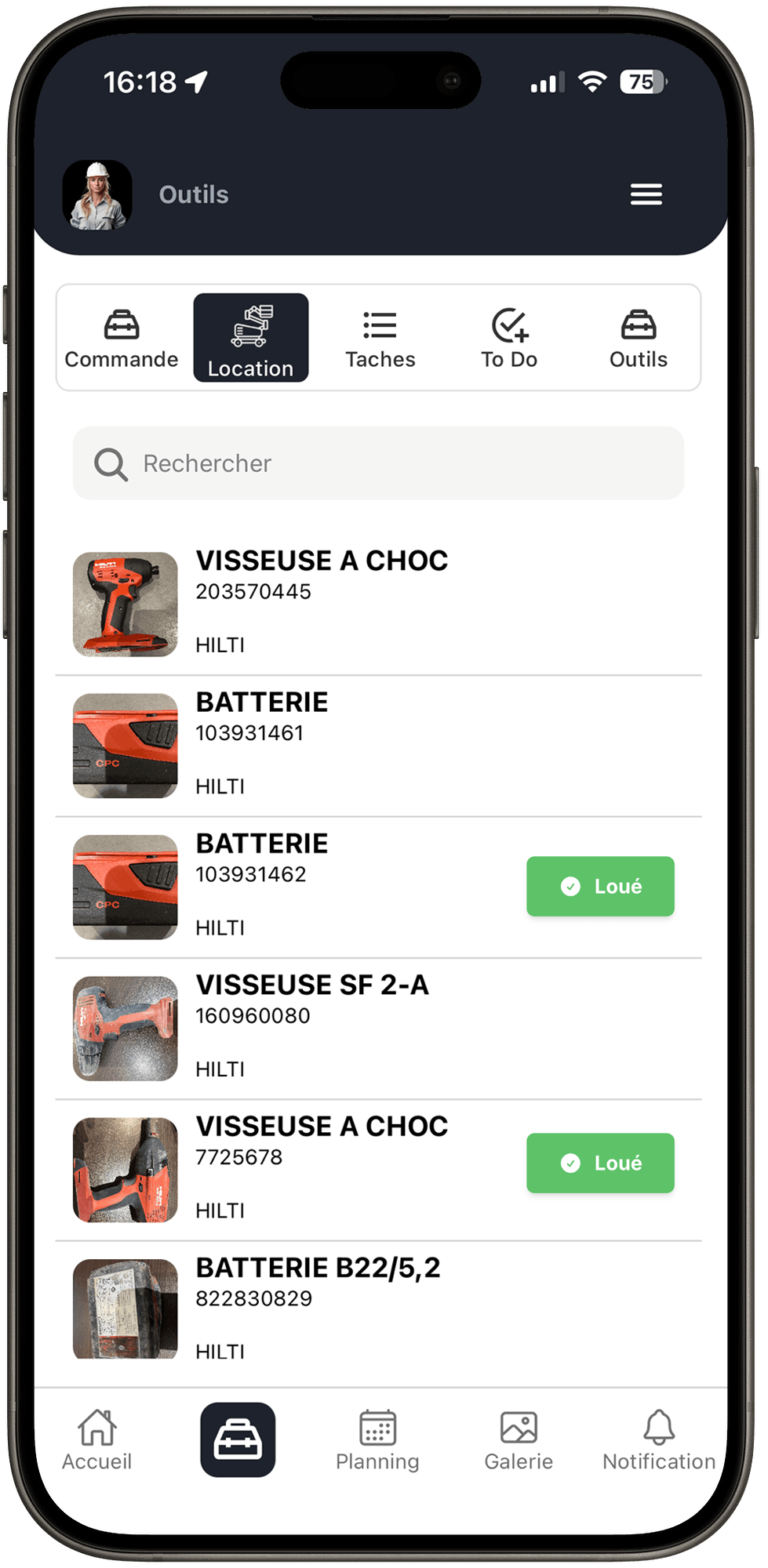Gestion de matériel sur KeoBat
