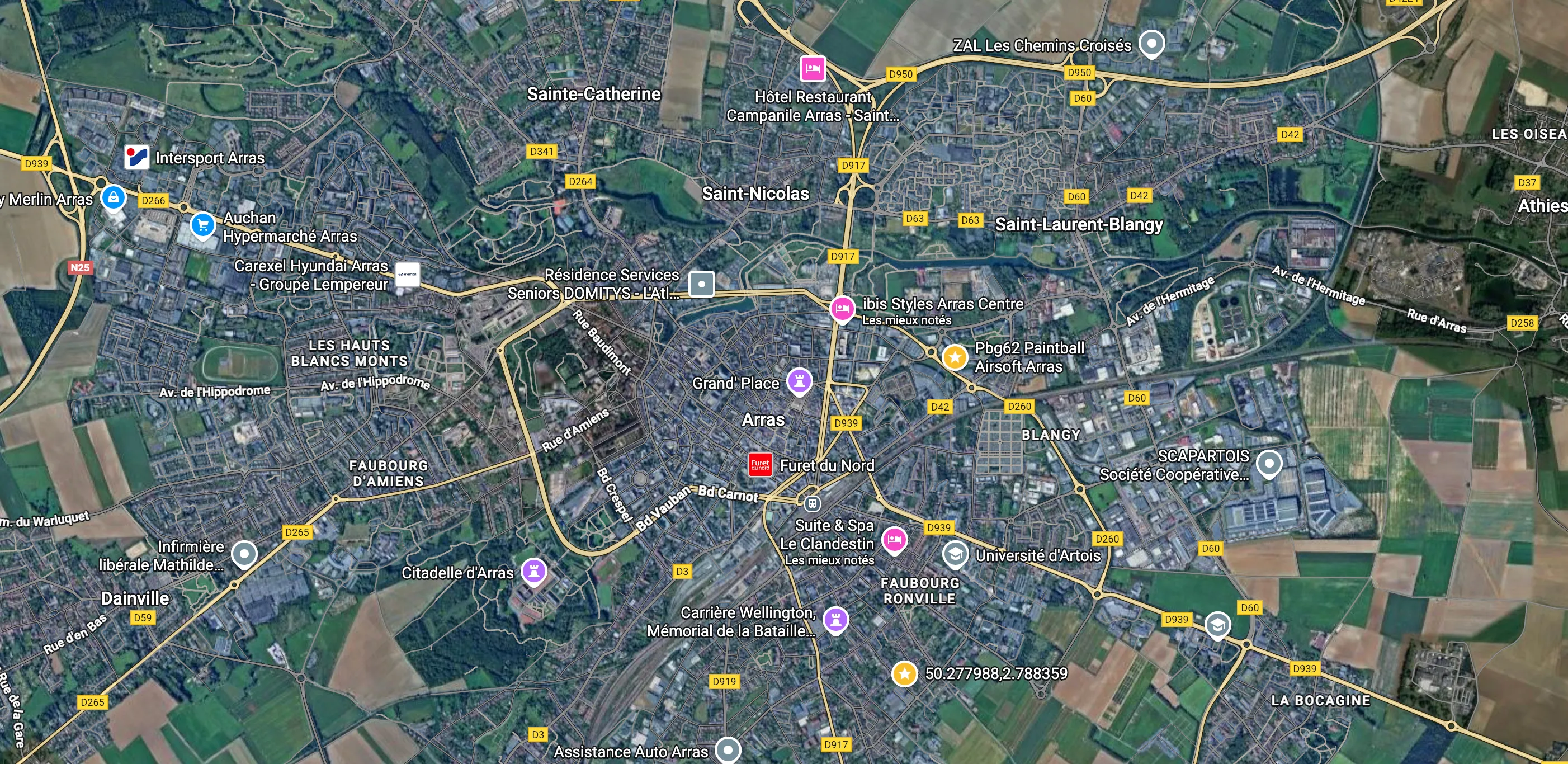 Carte des chantiers sur Arras
